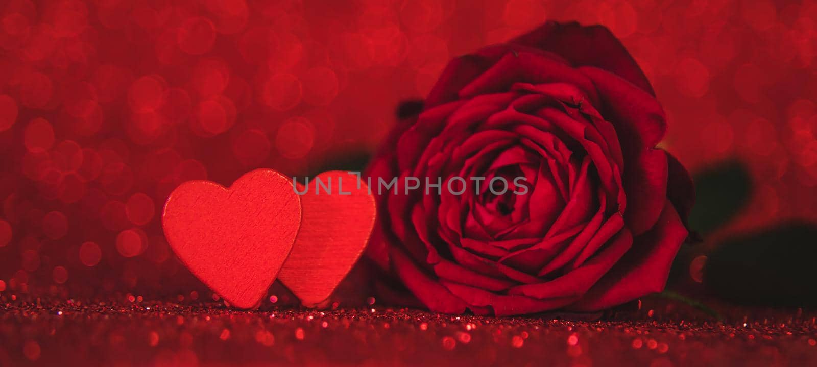 Shiny background with valentine heart. Selective focus. Love.