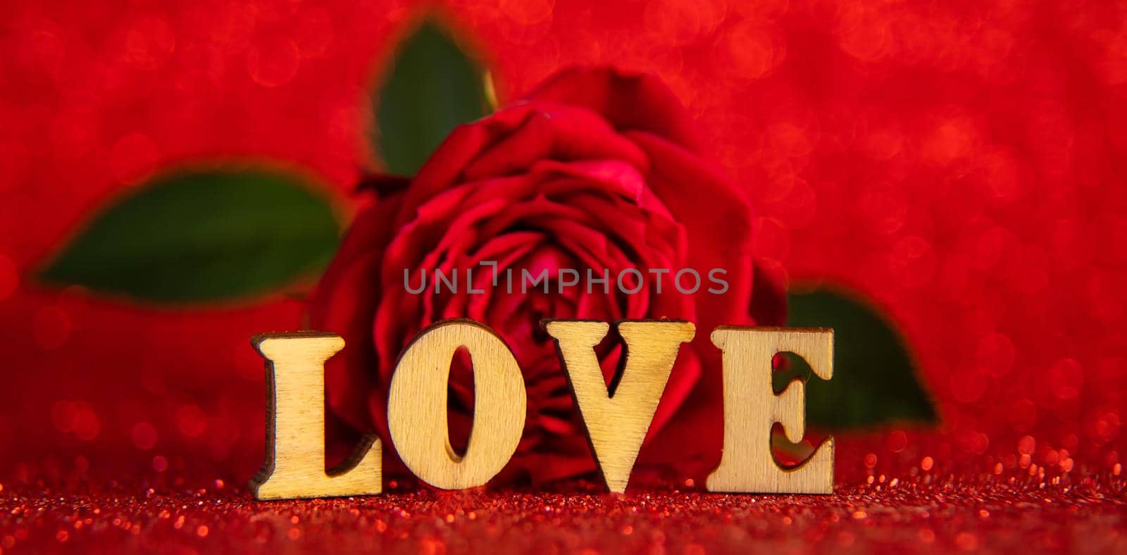 Shiny background with valentine heart. Selective focus. by yanadjana