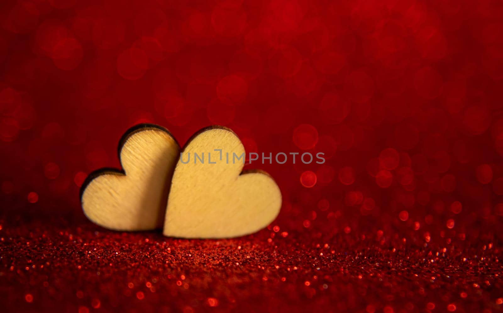 Shiny background with valentine heart. Selective focus. Love.