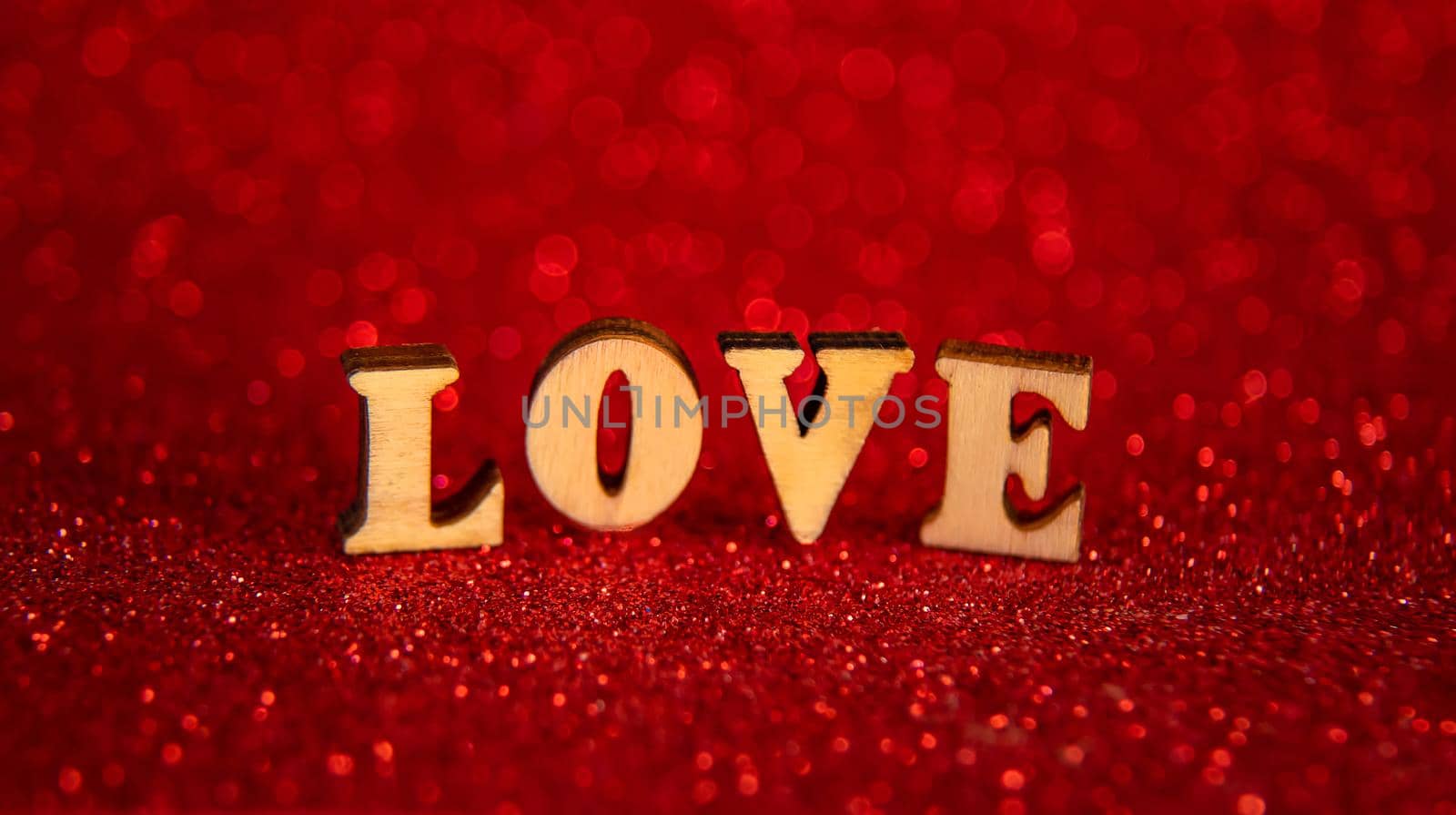 Shiny background with valentine heart. Selective focus. by yanadjana