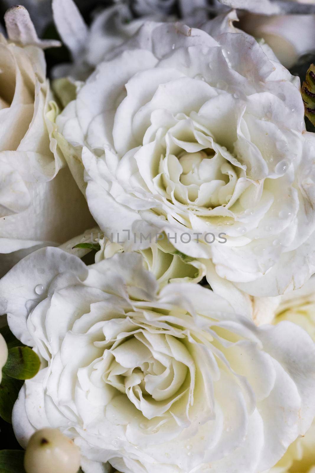 detail of roses and decorative flowers used to celebrate weddings