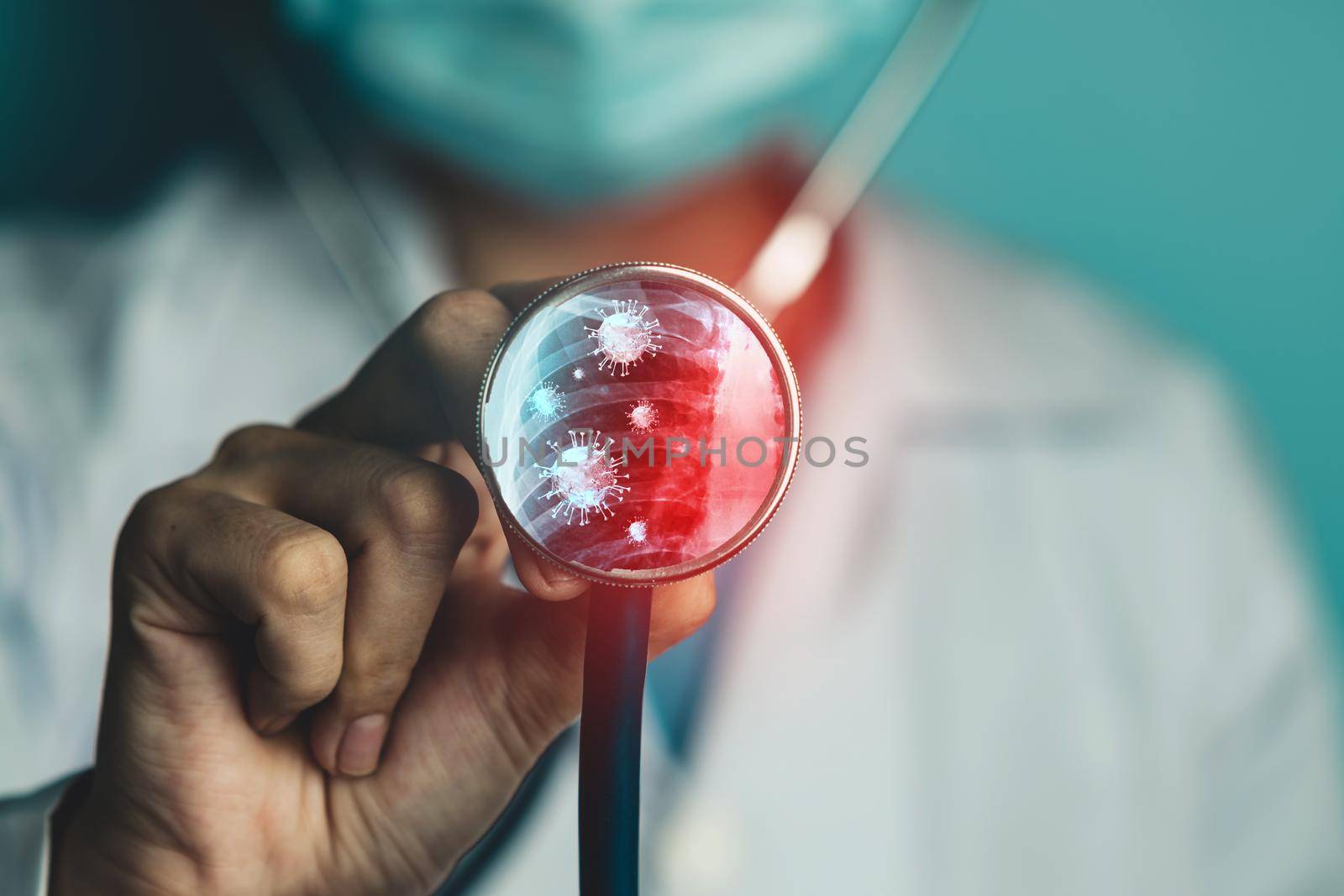 Coronavirus COVID-19 medical test vaccine research and development concept. Scientist in laboratory study and analyze scientific sample of Coronavirus antibody to produce drug treatment for COVID-19.
