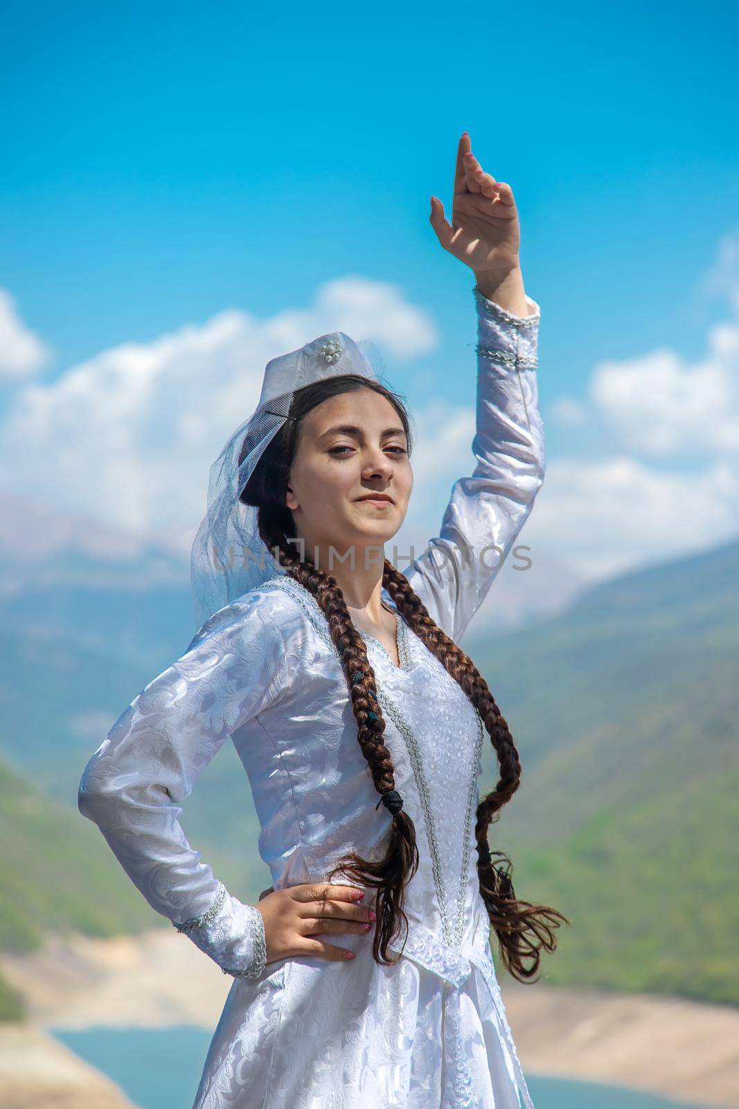 Georgian woman in national dress. Selective focus. People.