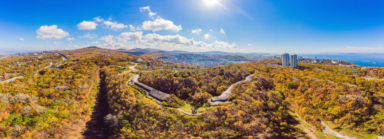 Fort No. 7 in Vladivostok. Russia Aerial photo from drone by galitskaya