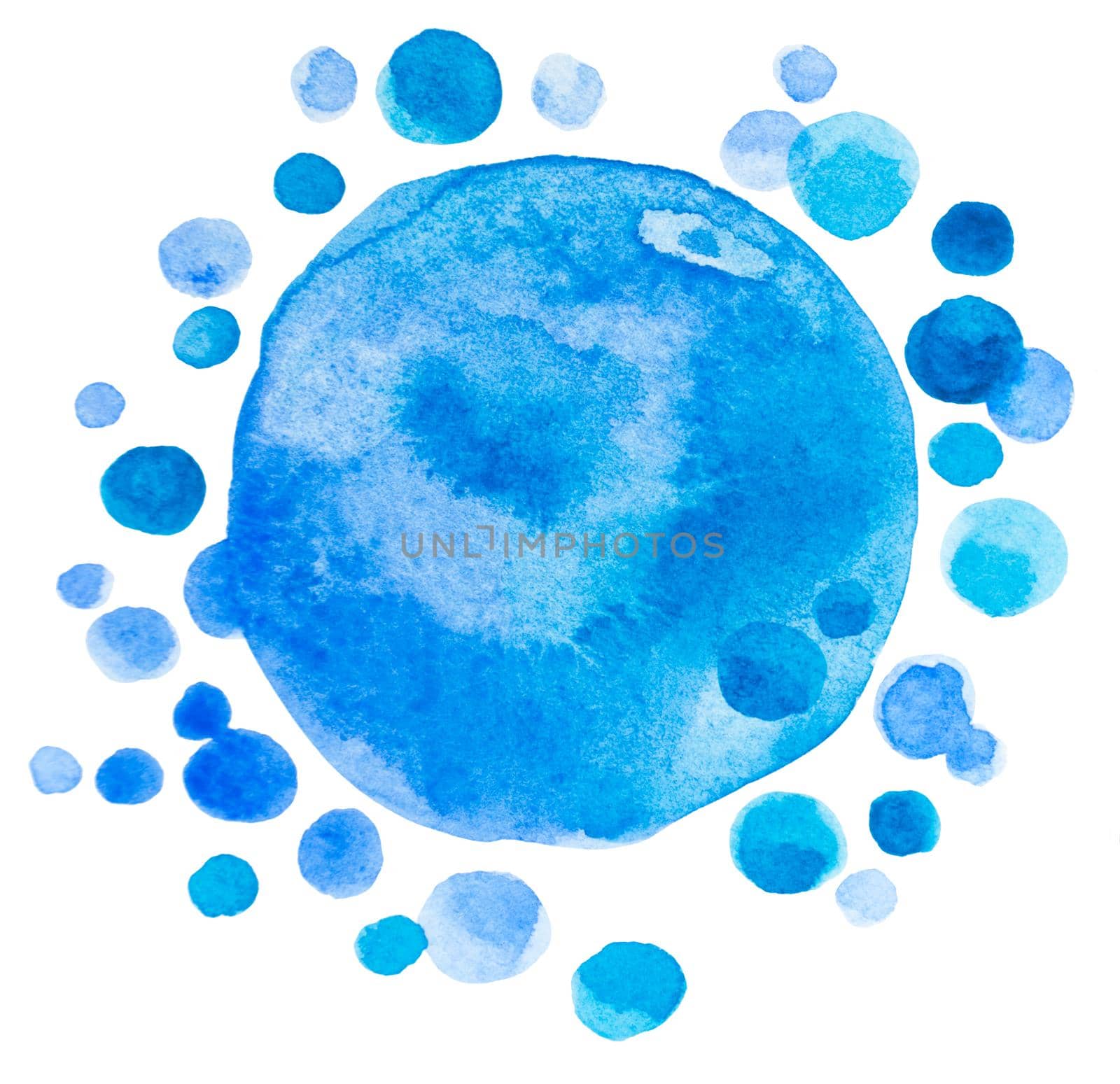 Abstract watercolor gradient blue drops background