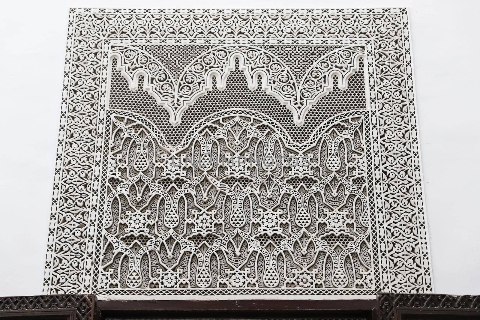 Stone Carving in a Building, Fez City, Morocco