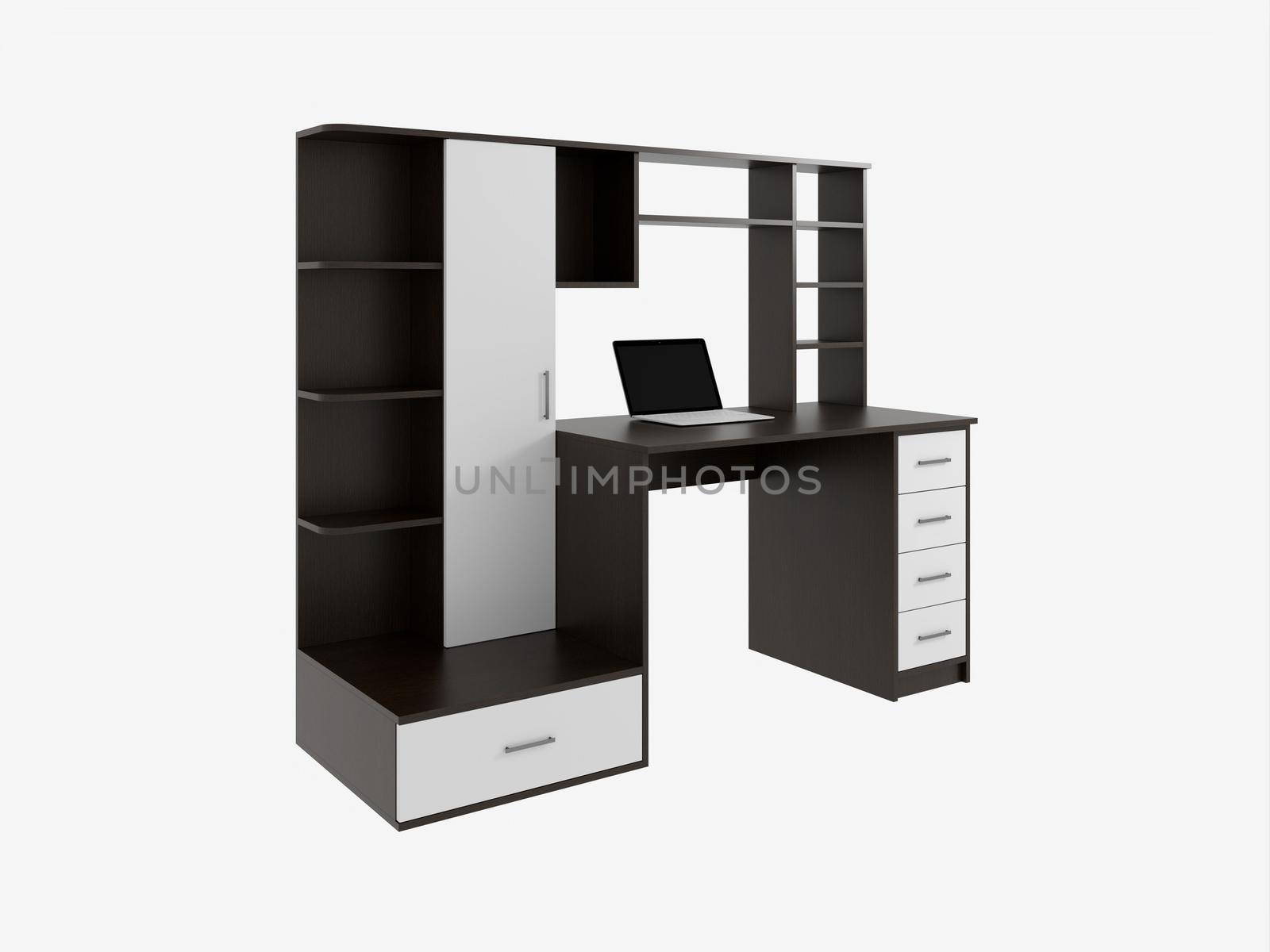 3d rendering of a desktop with a computer. by N_Design