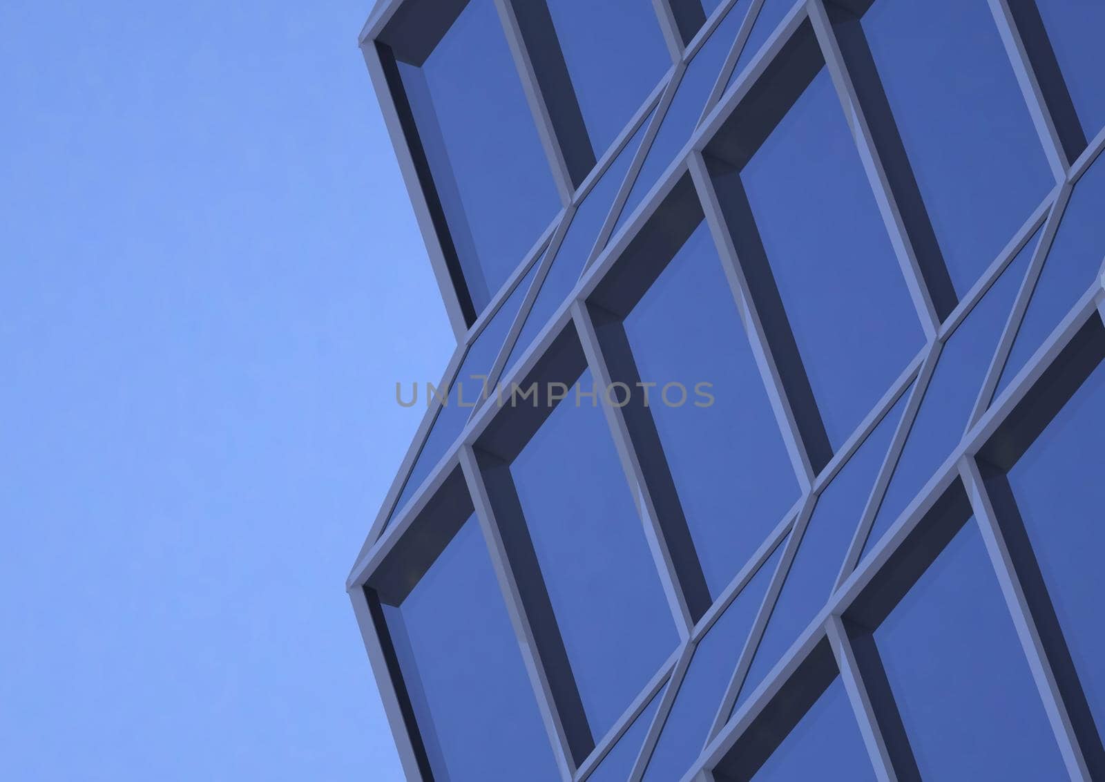 Glass mirror of the facade of buildings. 3D render by N_Design