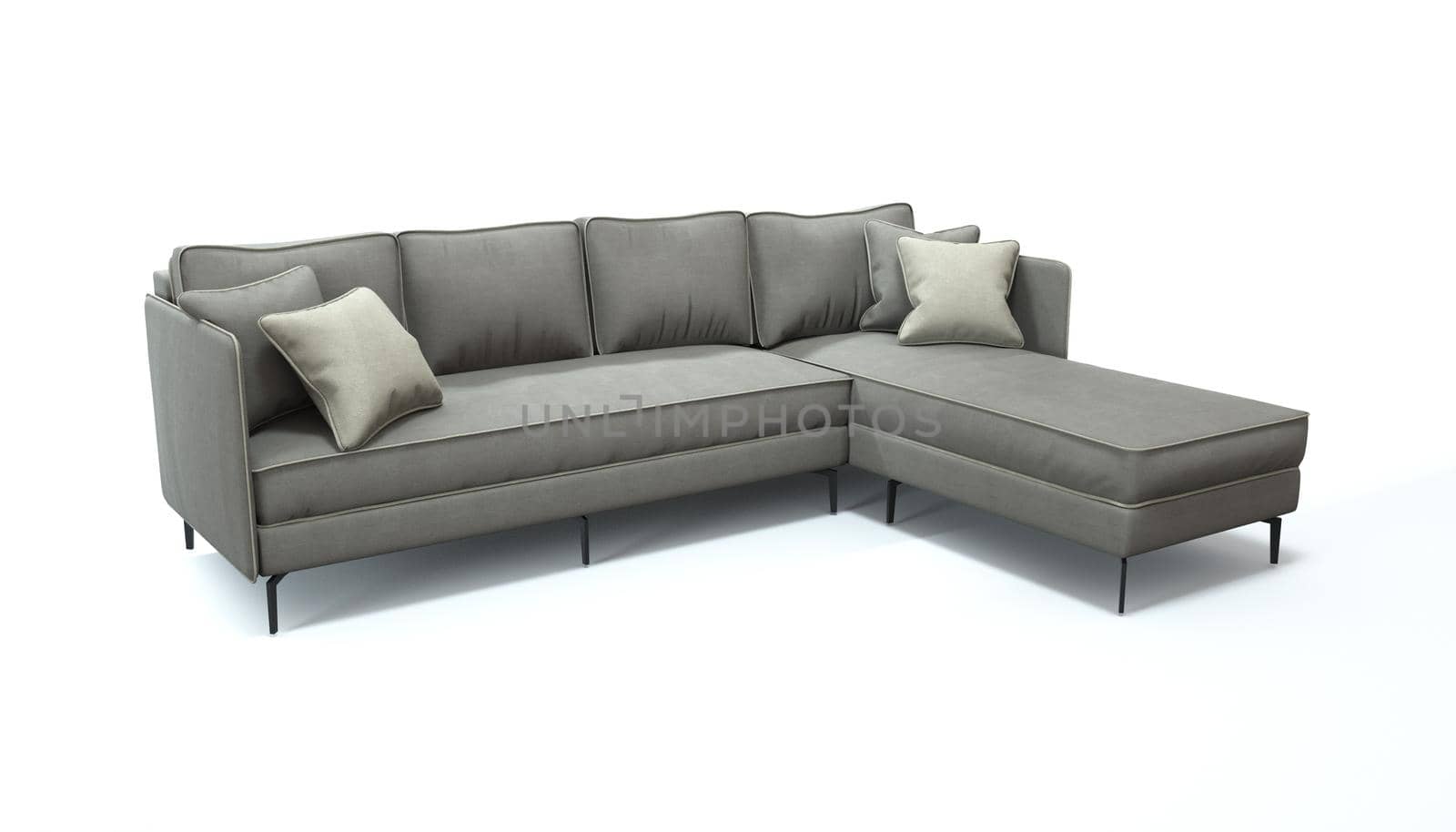 3d render of a sofa on an isolated white background. Sofa design from the catalog.