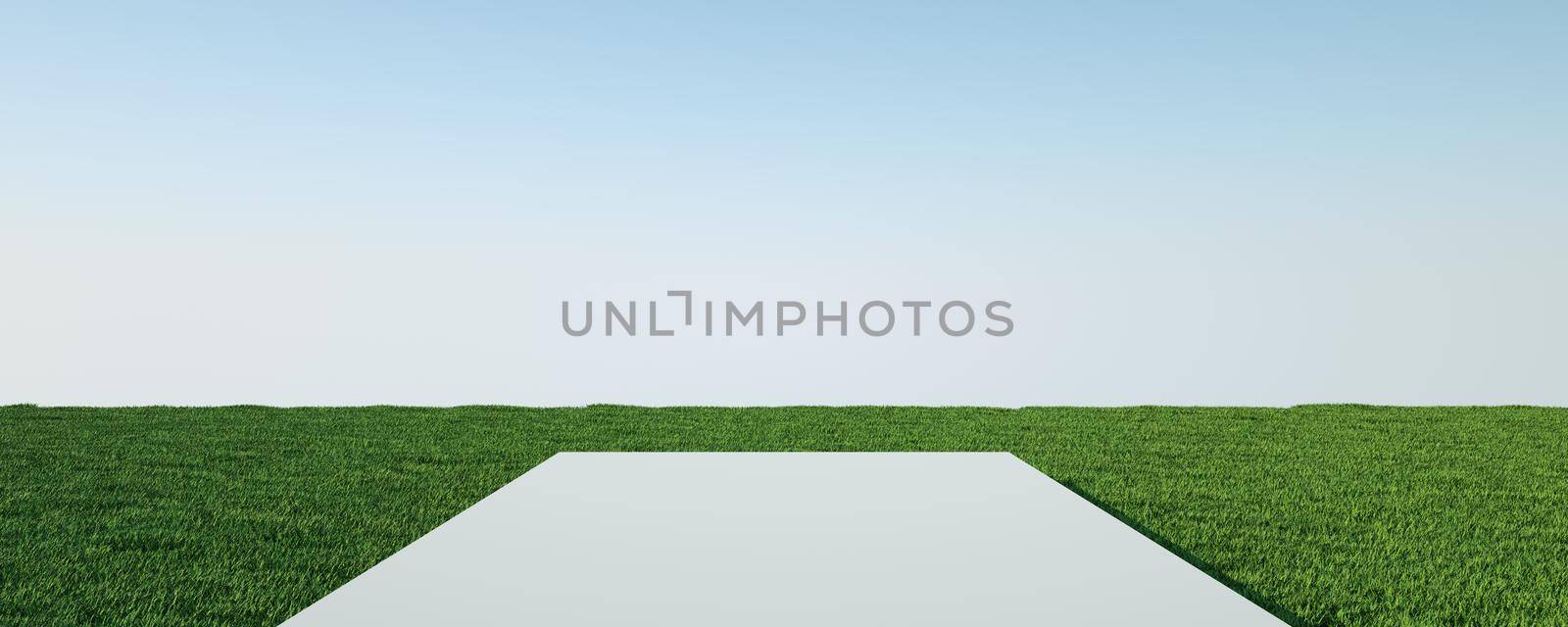 3D Background abstraction of lawn advertising with conditional architecture. by N_Design