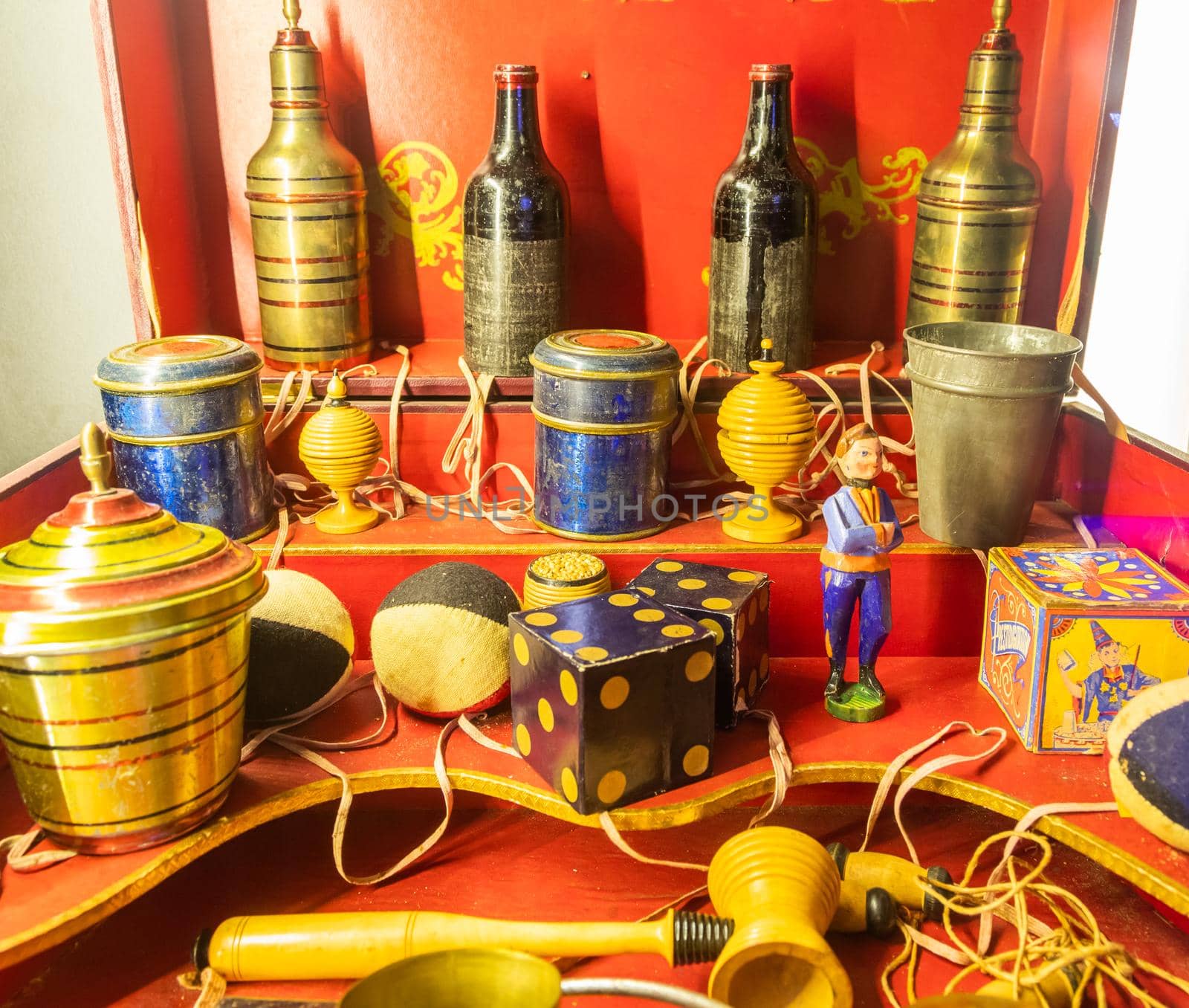 Nostalgic vintage toys, end of 1800s. Concept of childhood, antique, nostalgia. by Perseomedusa