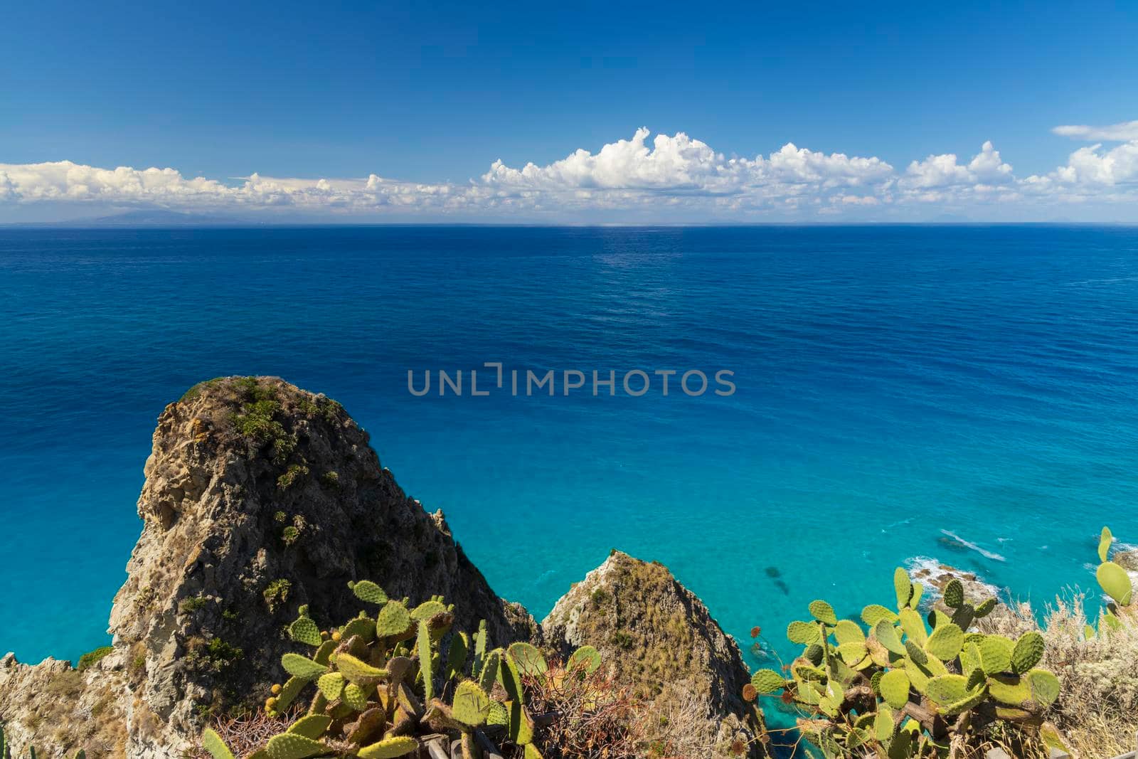 Rock cliff of cape Capo Vaticano, Tyrrhenian Sea, Calabria, Southern Italy