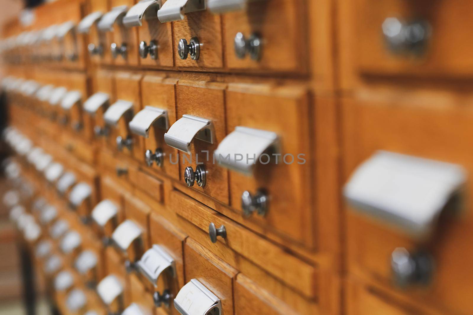 The library card or file catalog box in the library