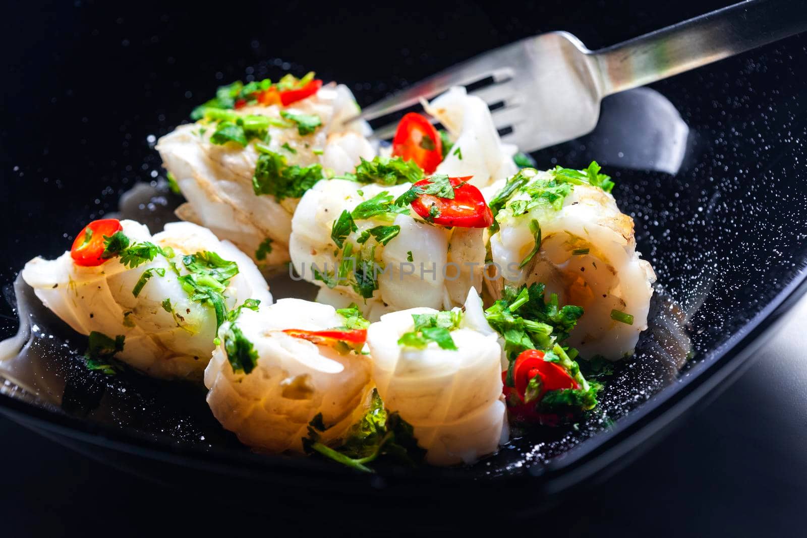 marinated sepia with parsley and chilli pepper filled with rice by phbcz