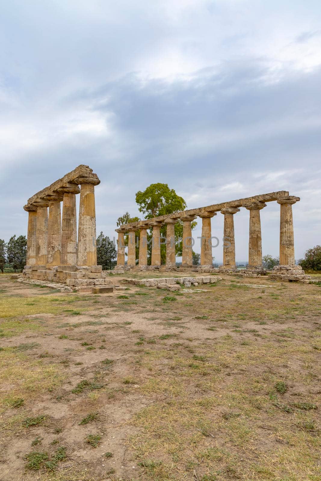 Temple of Hera from 6 century BC, archaeological site near Bernalda, Italy