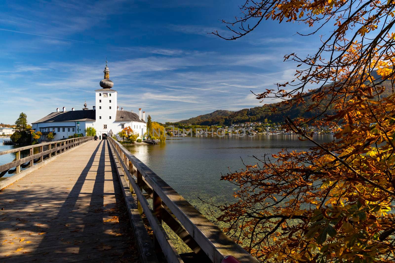 Gmunden castle on lake, Austria