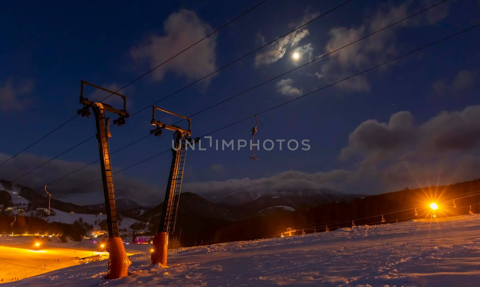 evening skiing in the ski center Donovaly Slovakia