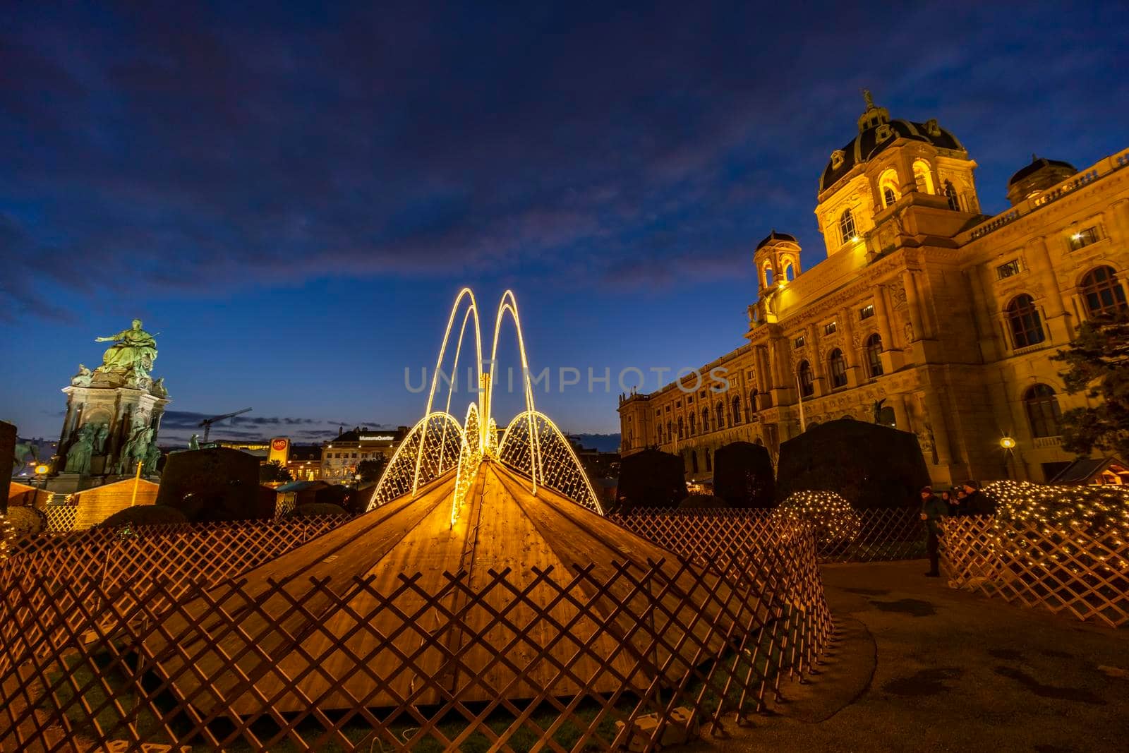 Christmas decoration on Maria Theresa Square in Vienna, Austria