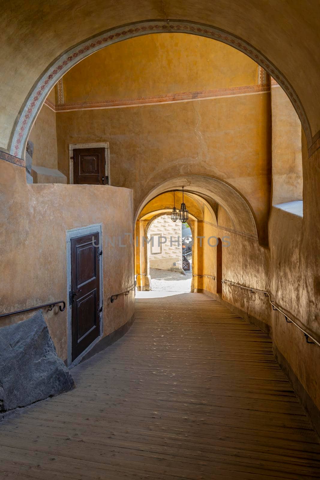 Public passage through castle in Cesky Krumlov