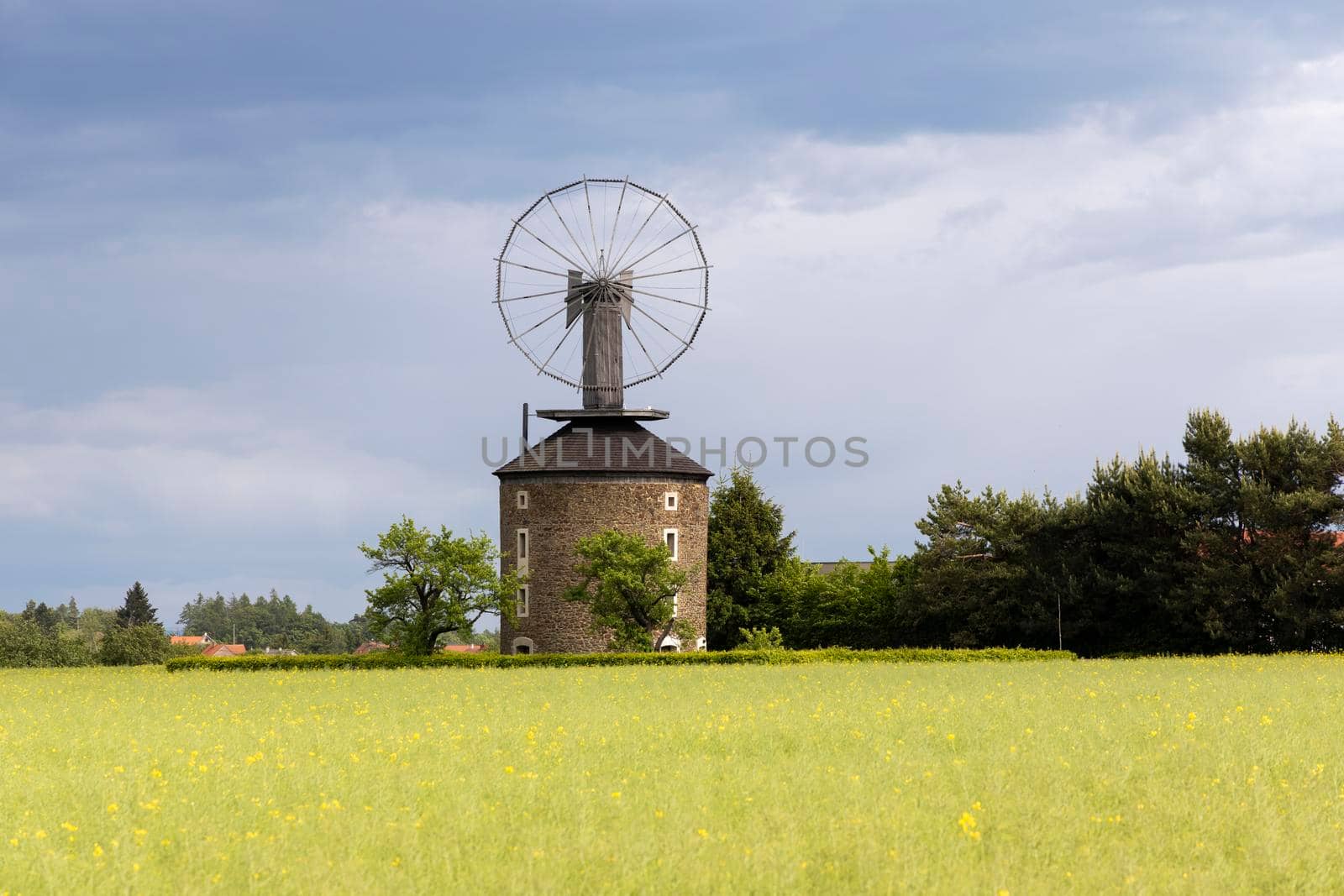 Dutch type windmill With a unique Halladay turbine in Ruprechtov, Southern Moravia, Czech Republic by phbcz