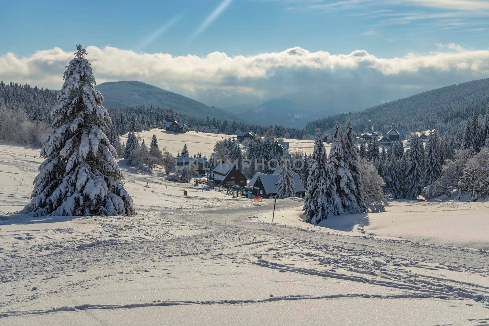 Winter landscape around Mala Upa, Giant Mountains (Krkonose), Northern Bohemia, Czech Republic by phbcz