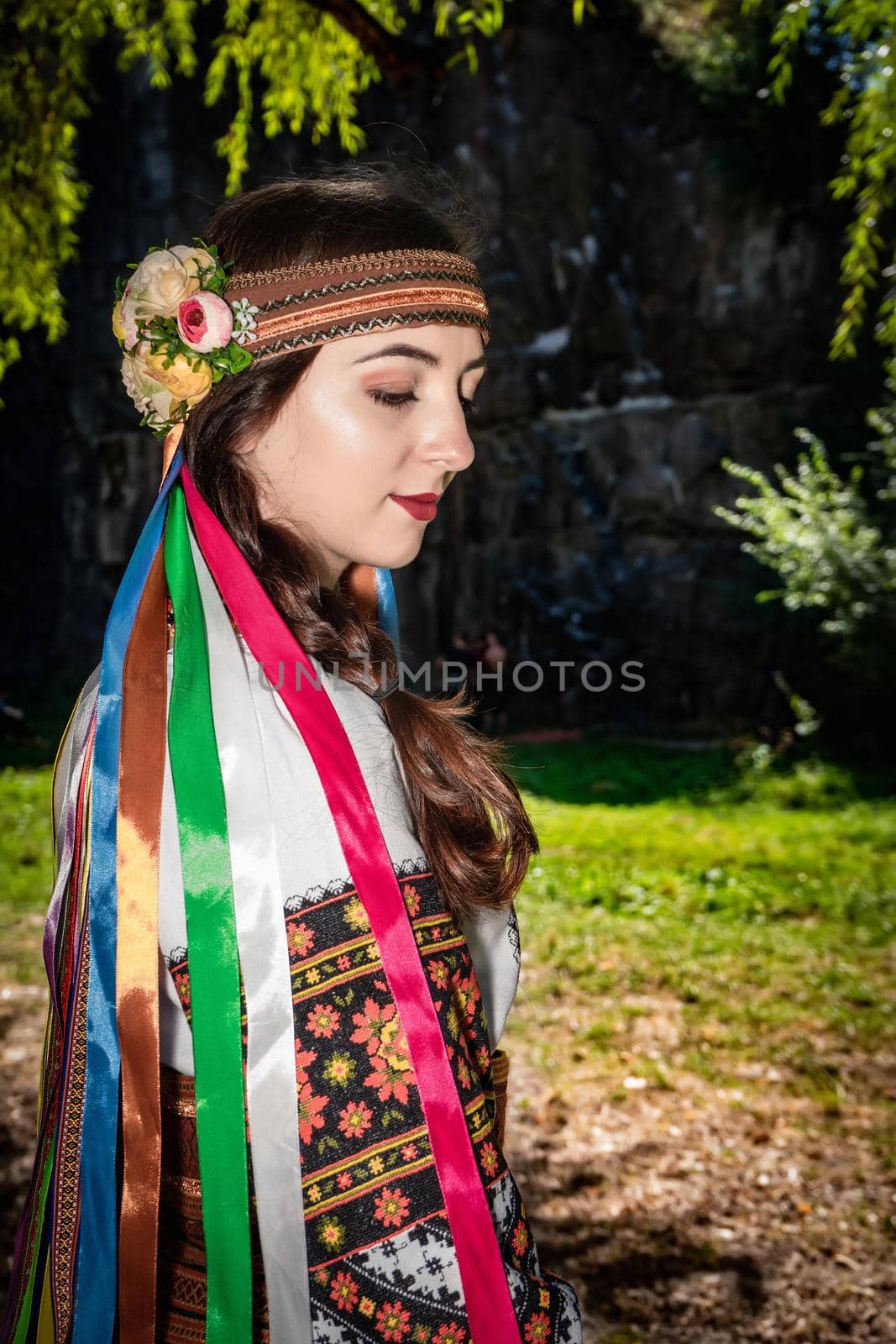 Beautiful Ukrainian girl in national Ukrainian clothes.