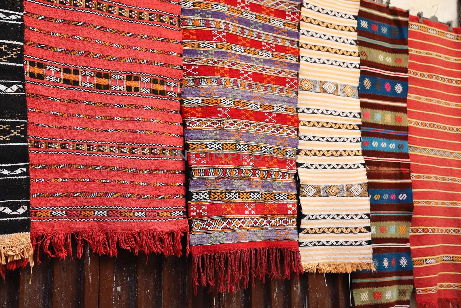 Colorful Traditional Carpets in Fez City, Morocco