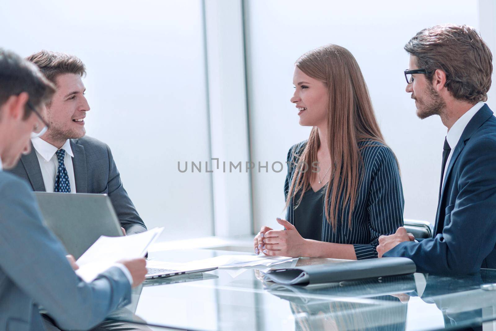 business people discuss something during a business meeting. business concept