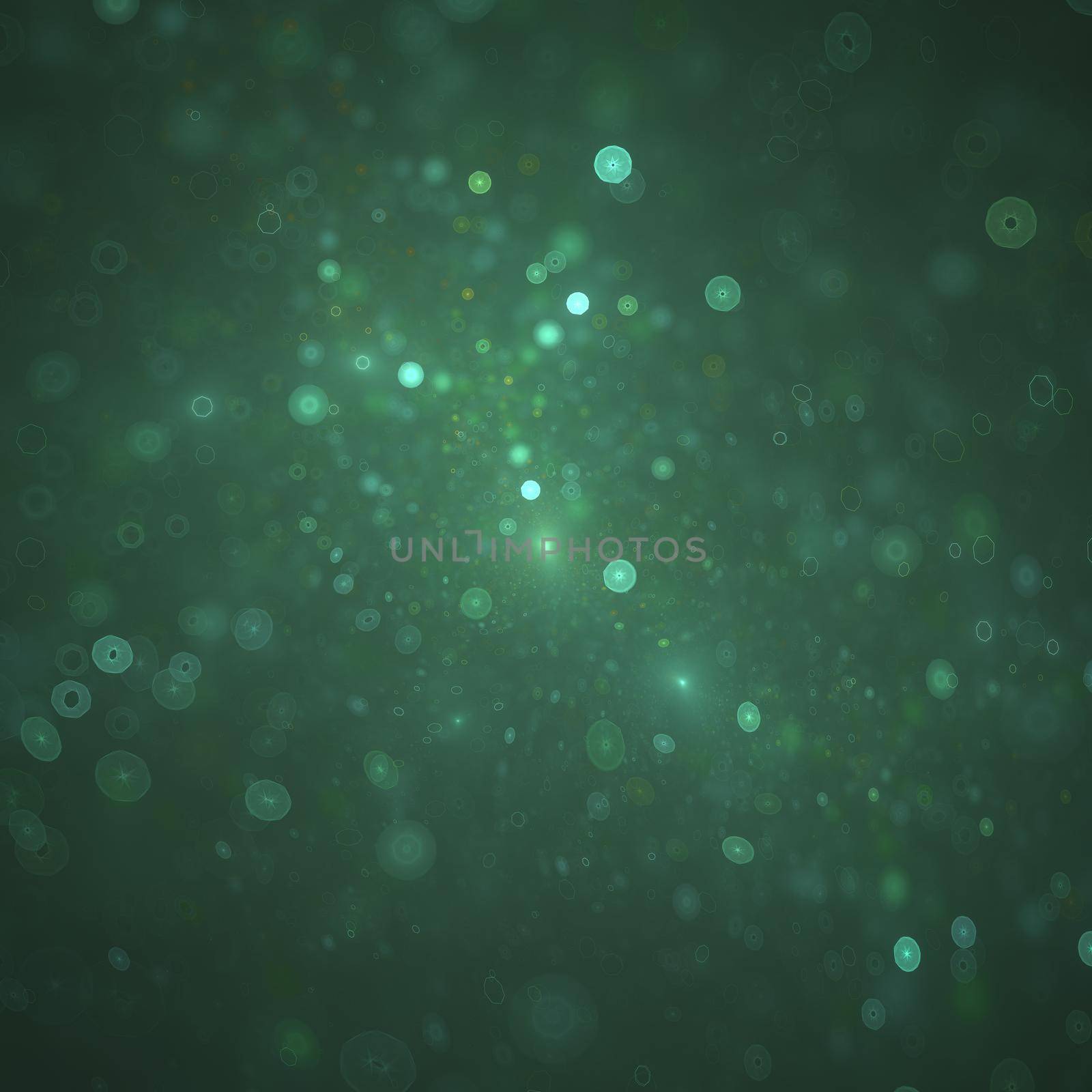 Abstract microscopic particles in liquid background, medical illustration by clusterx