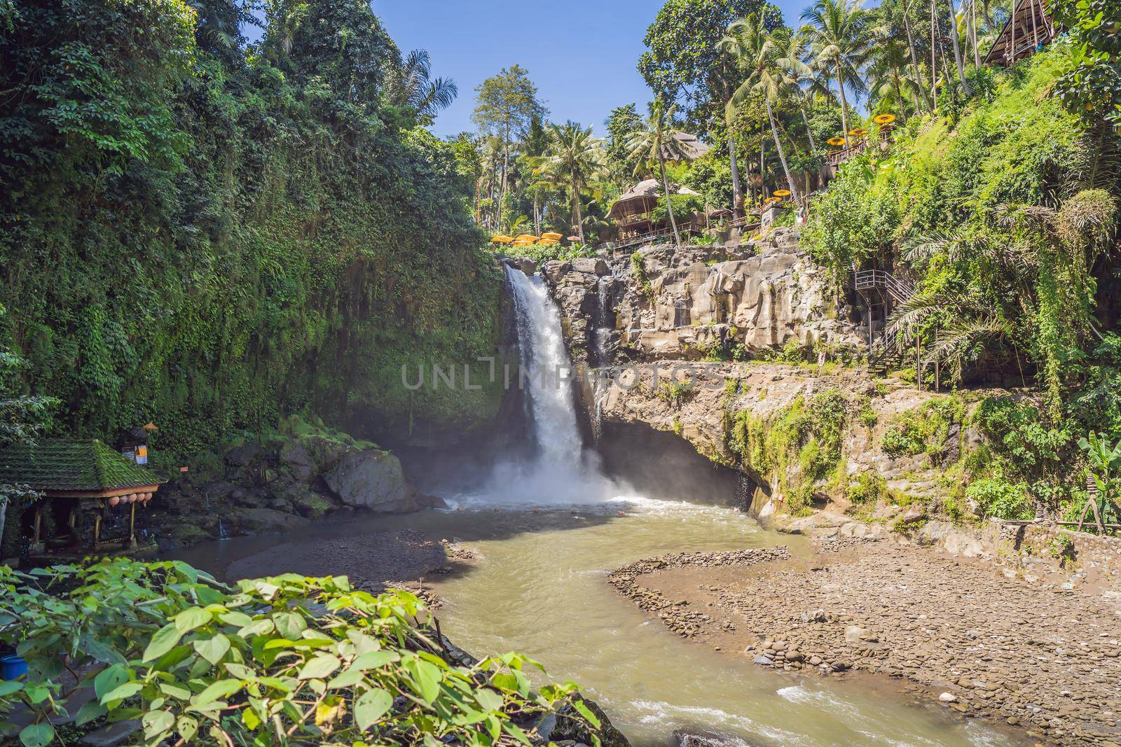 Tegenungan Waterfall near Ubud, Bali, Indonesia. Tegenungan Waterfall is a popular destination for tourists visiting Bali, Indonesia.