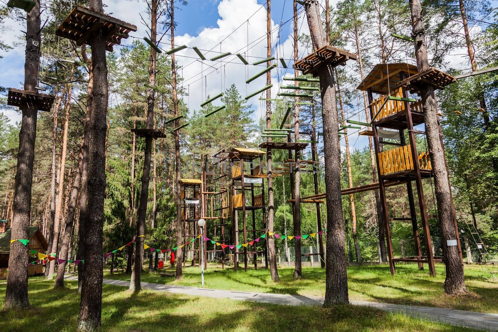 Active way of life, rope town in the park