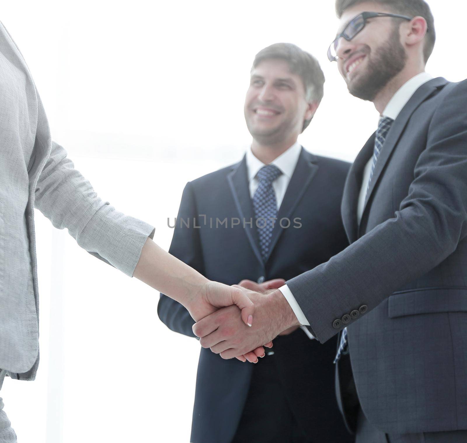 Concept of partnership. Handshake of business people