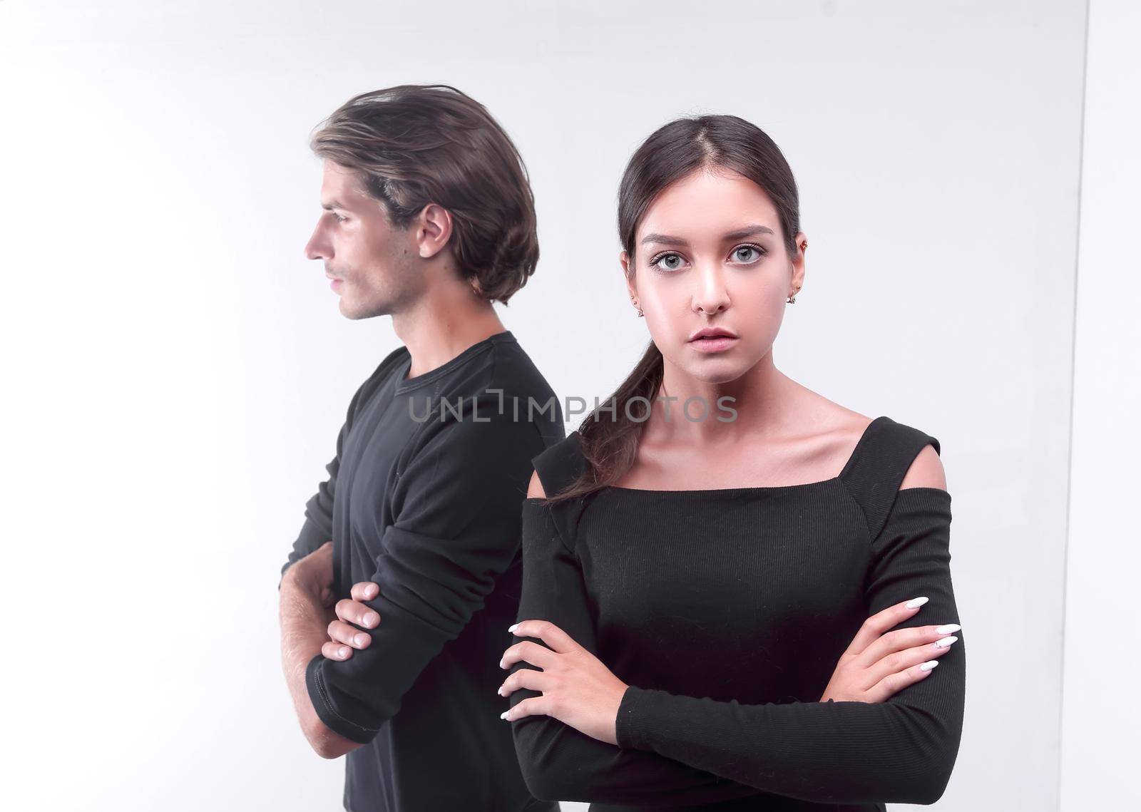closeup.conflictuale young couple. isolated on white by asdf