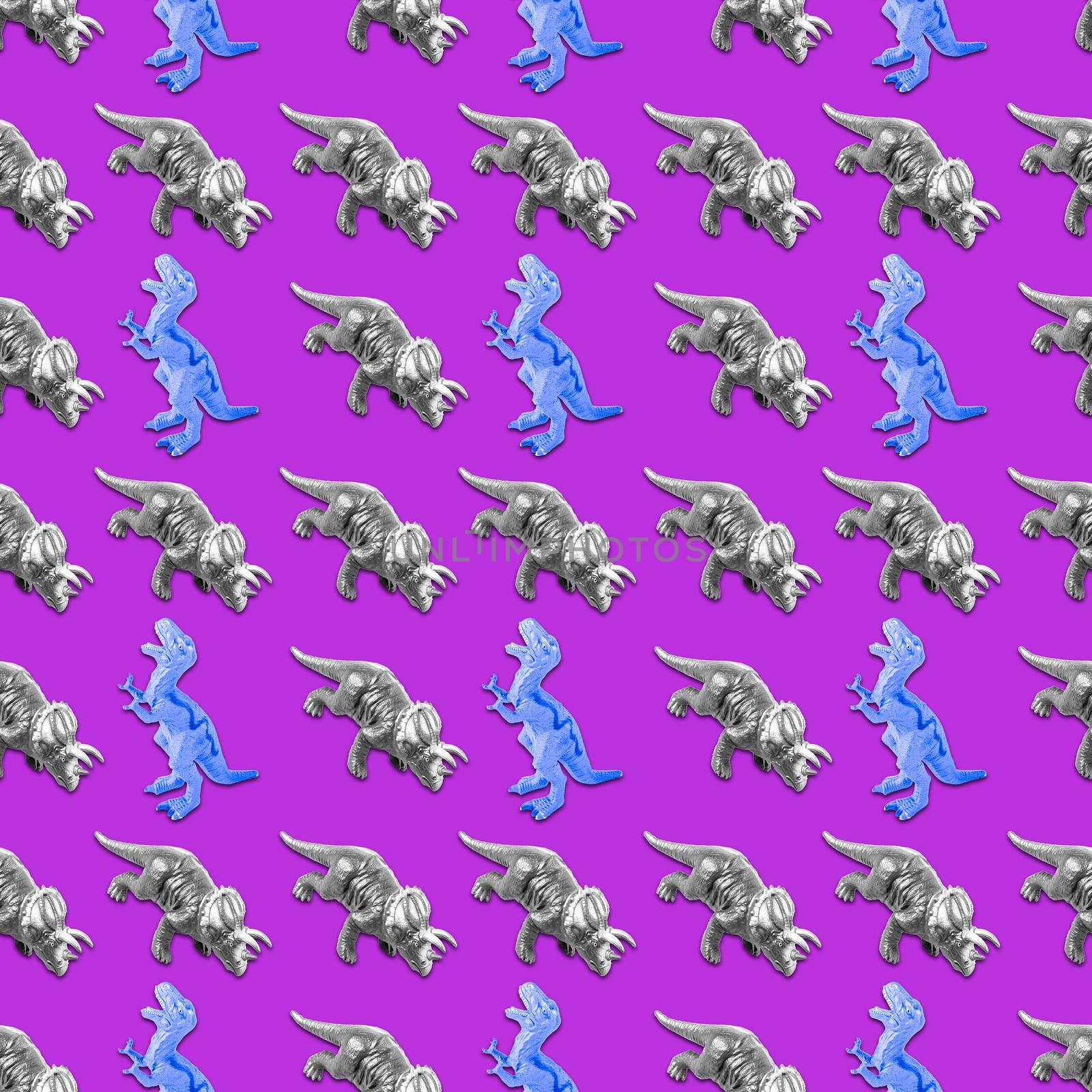 Creative seamless dinosaur pattern on purple background. Abstract art background by bySergPo