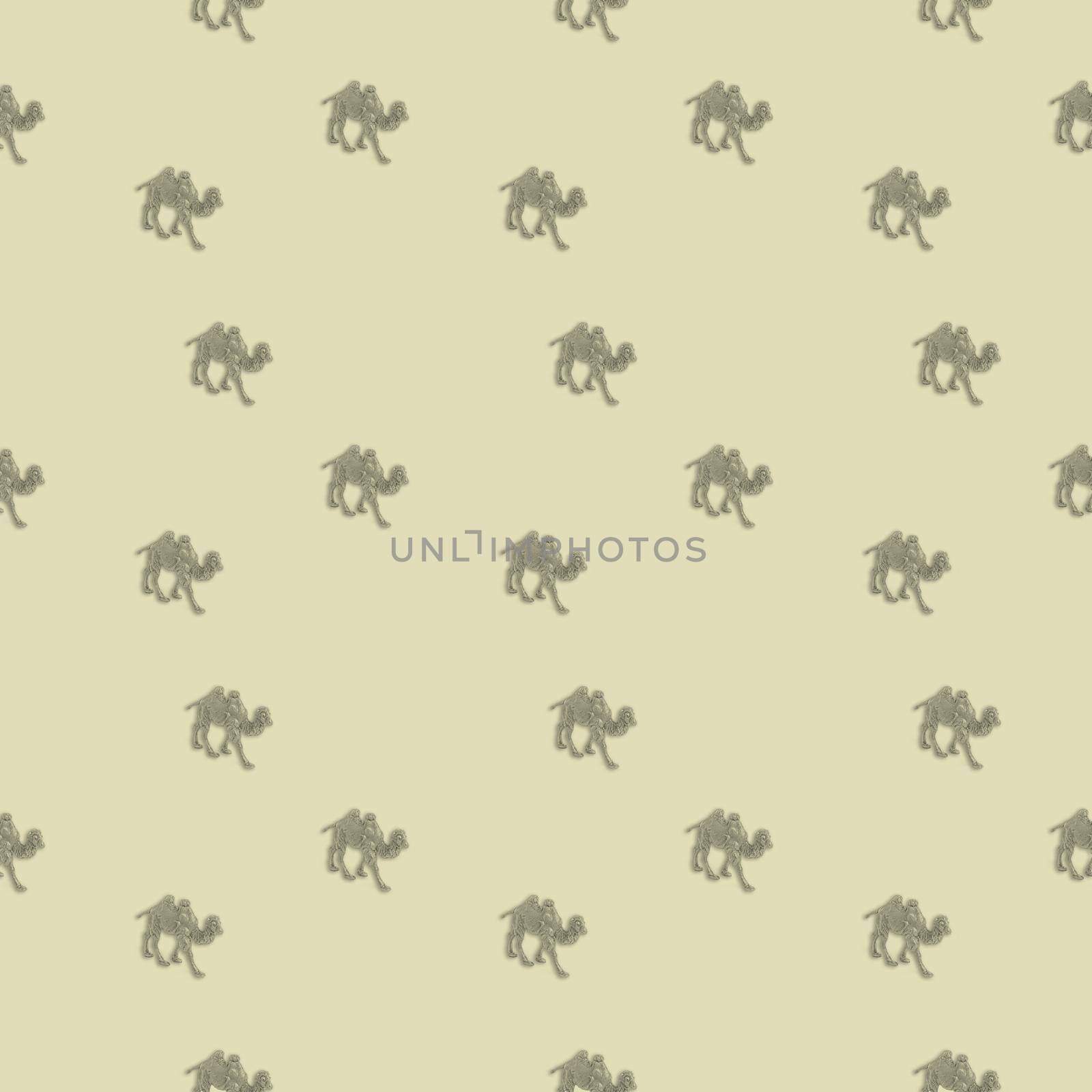 a seamless camel pattern on a yellow desert background is made in pastel colors
