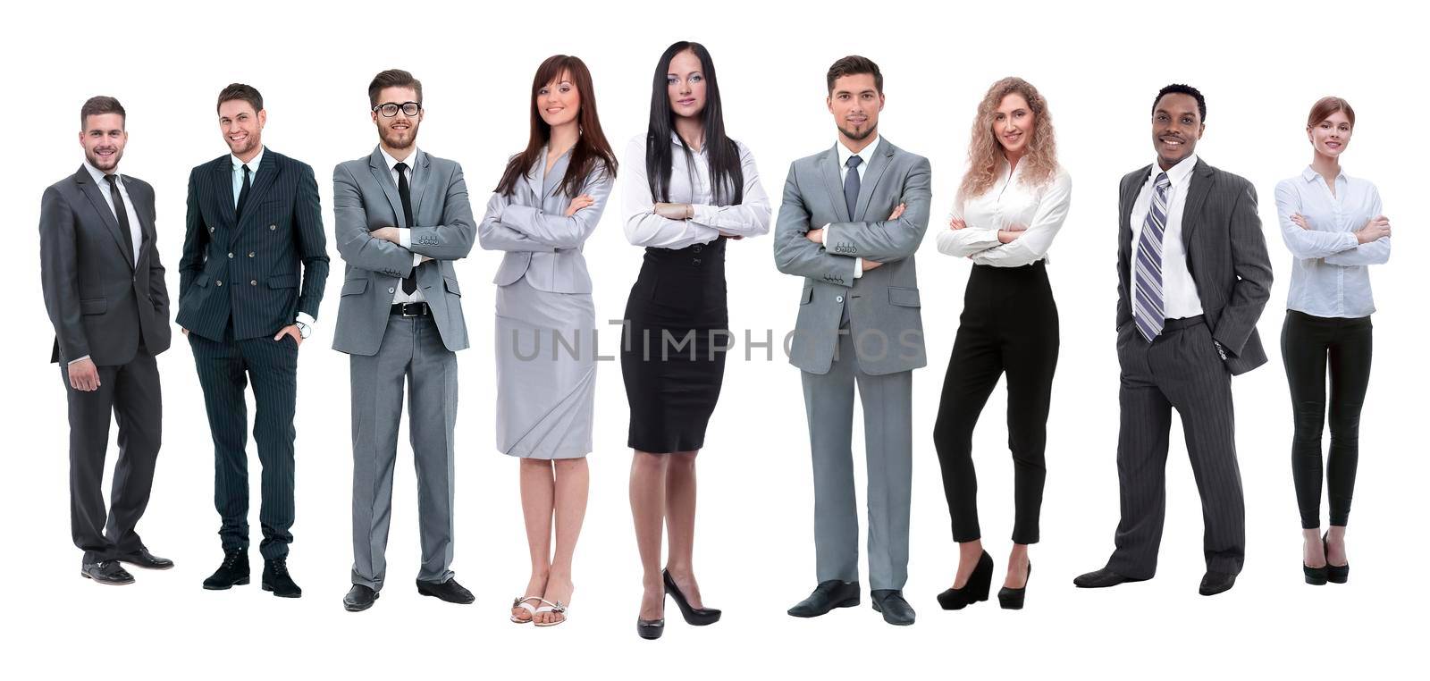 in full growth.professional business team isolated on white background.