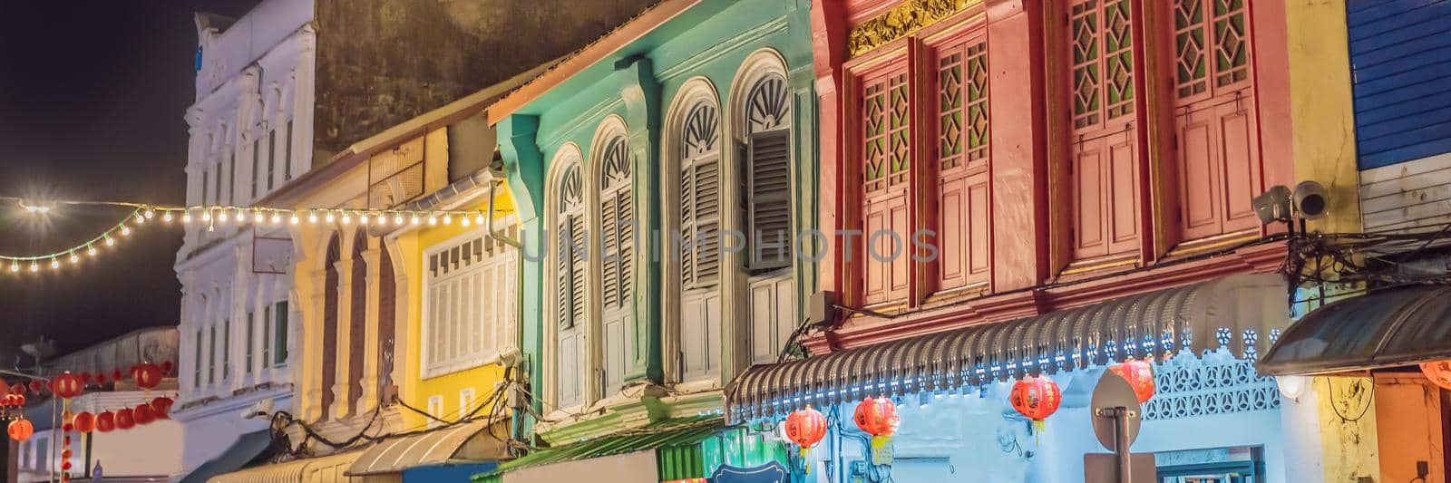 Street in the Portugese style Romani in Phuket Town. Also called Chinatown or the old town BANNER, LONG FORMAT by galitskaya