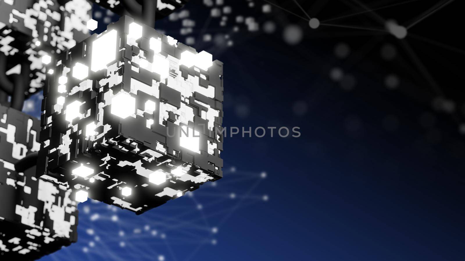 Blockchain technology design 3D render by Myimagine
