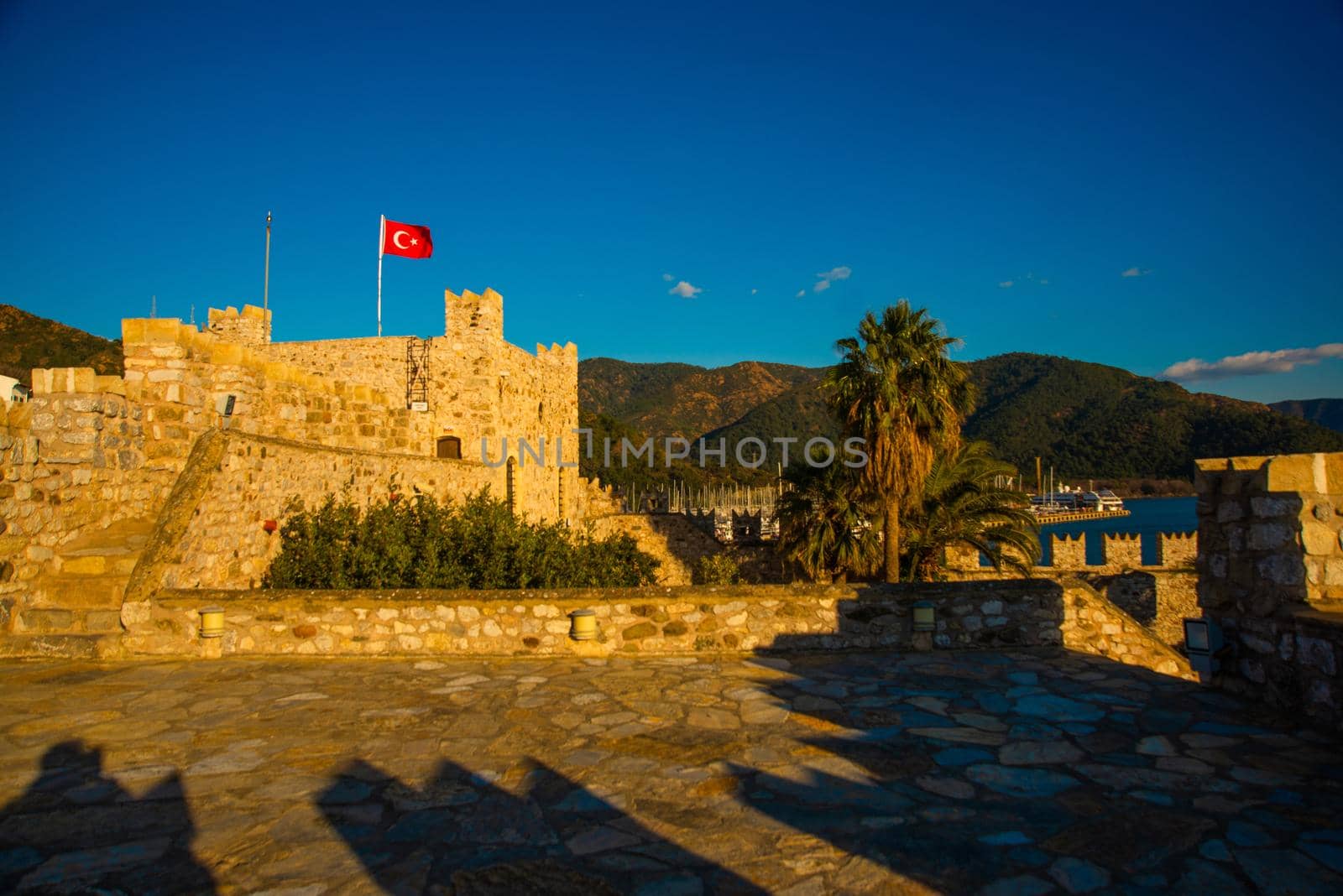 MARMARIS, MUGLA, TURKEY: The old stone Fortress of Marmaris on a sunny day.