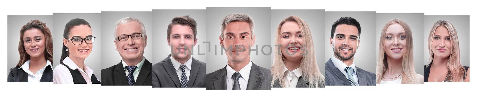 panoramic collage of portraits of young entrepreneurs. business concept