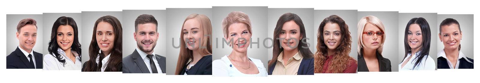 panoramic collage of portraits of successful business people by asdf