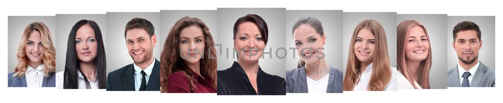 panoramic collage of portraits of young entrepreneurs. business concept