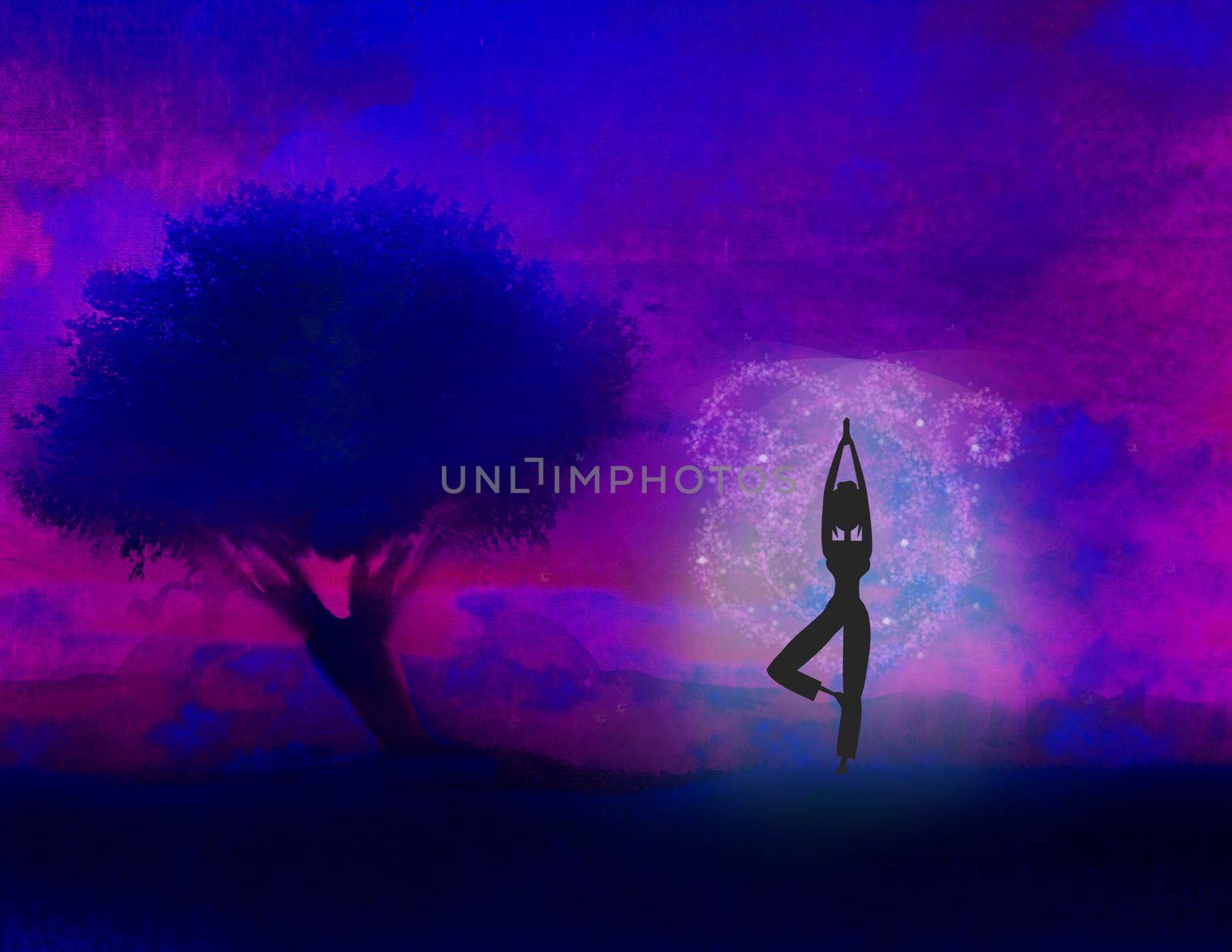 Silhouette of a beautiful Yoga woman by JackyBrown