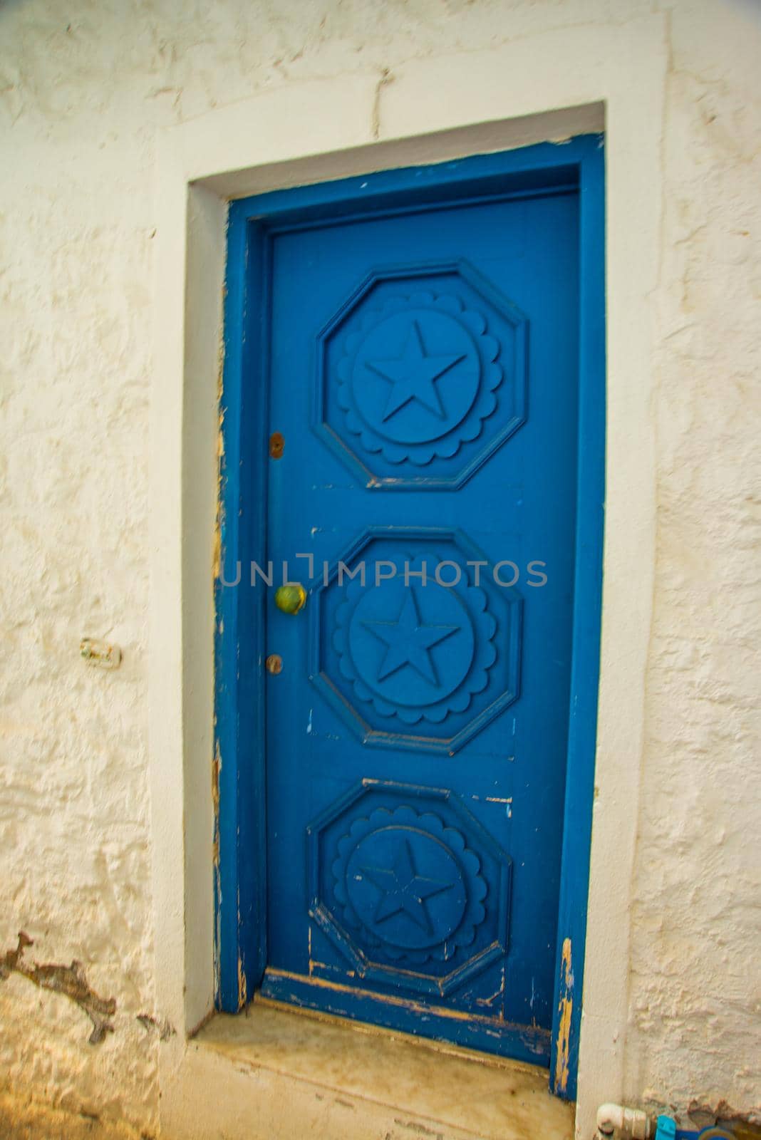 MARMARIS, MUGLA, TURKEY: Blue door to the Old Town area in the historical center of Marmaris.