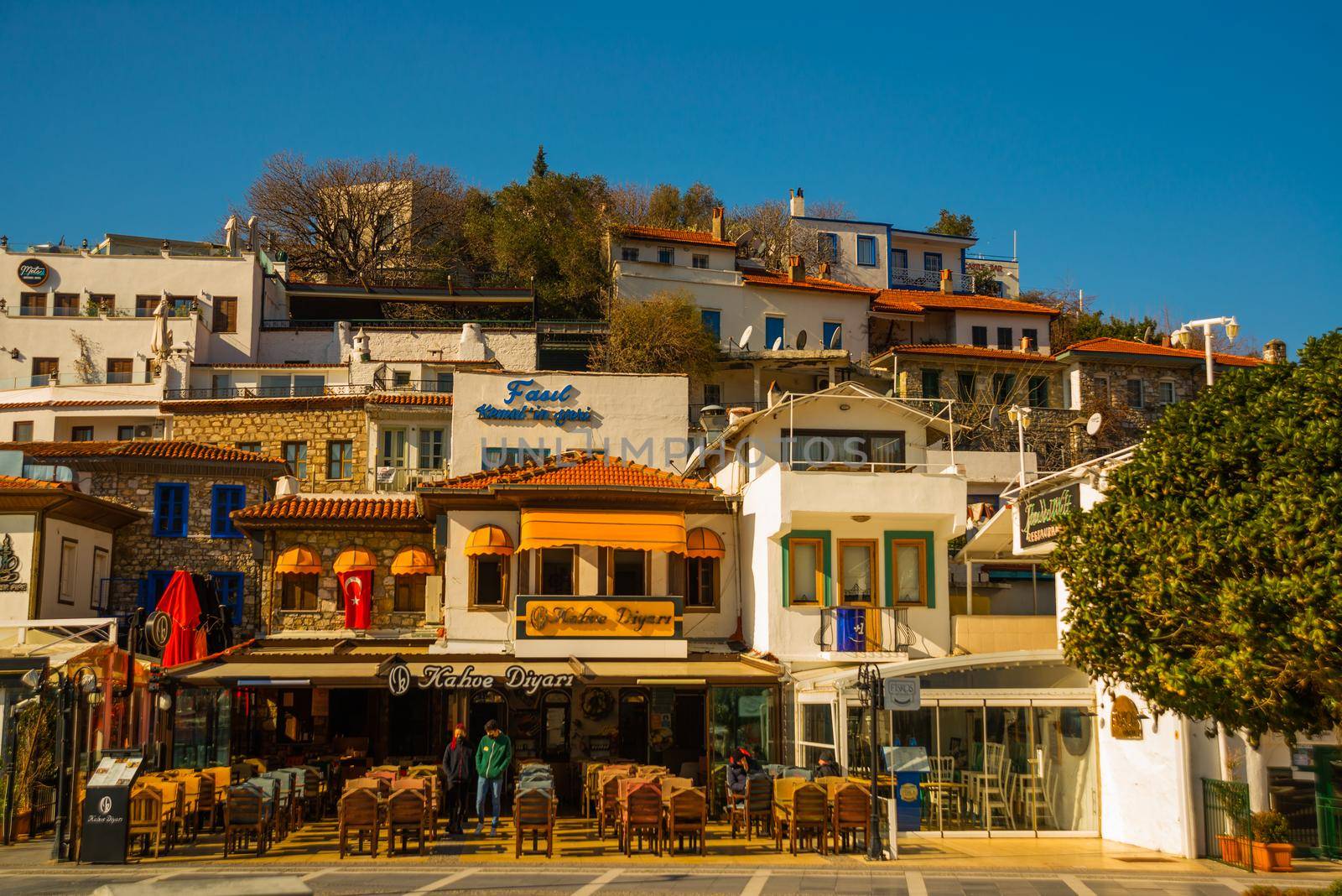 MARMARIS, MUGLA, TURKEY: Tourist street with cafes and restaurants in the center of the Old Town in Marmaris