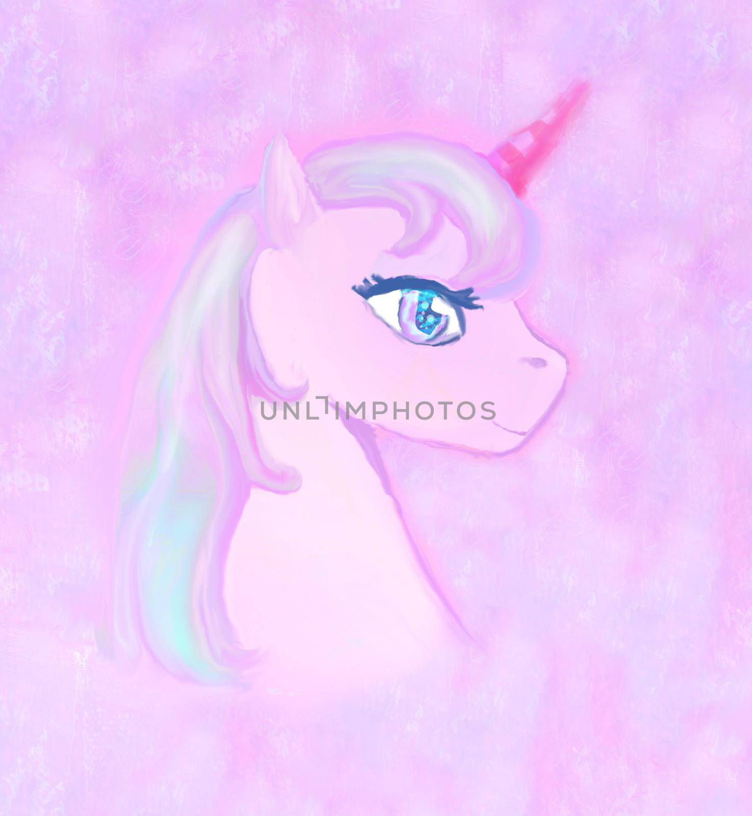 Illustration of beautiful pink Unicorn.
