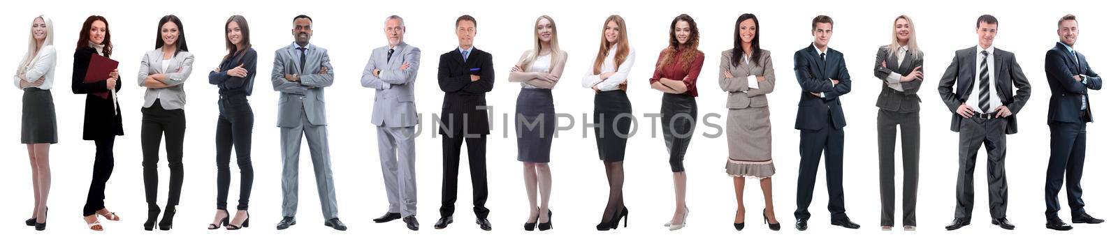 Group of smiling business people. Isolated over white background