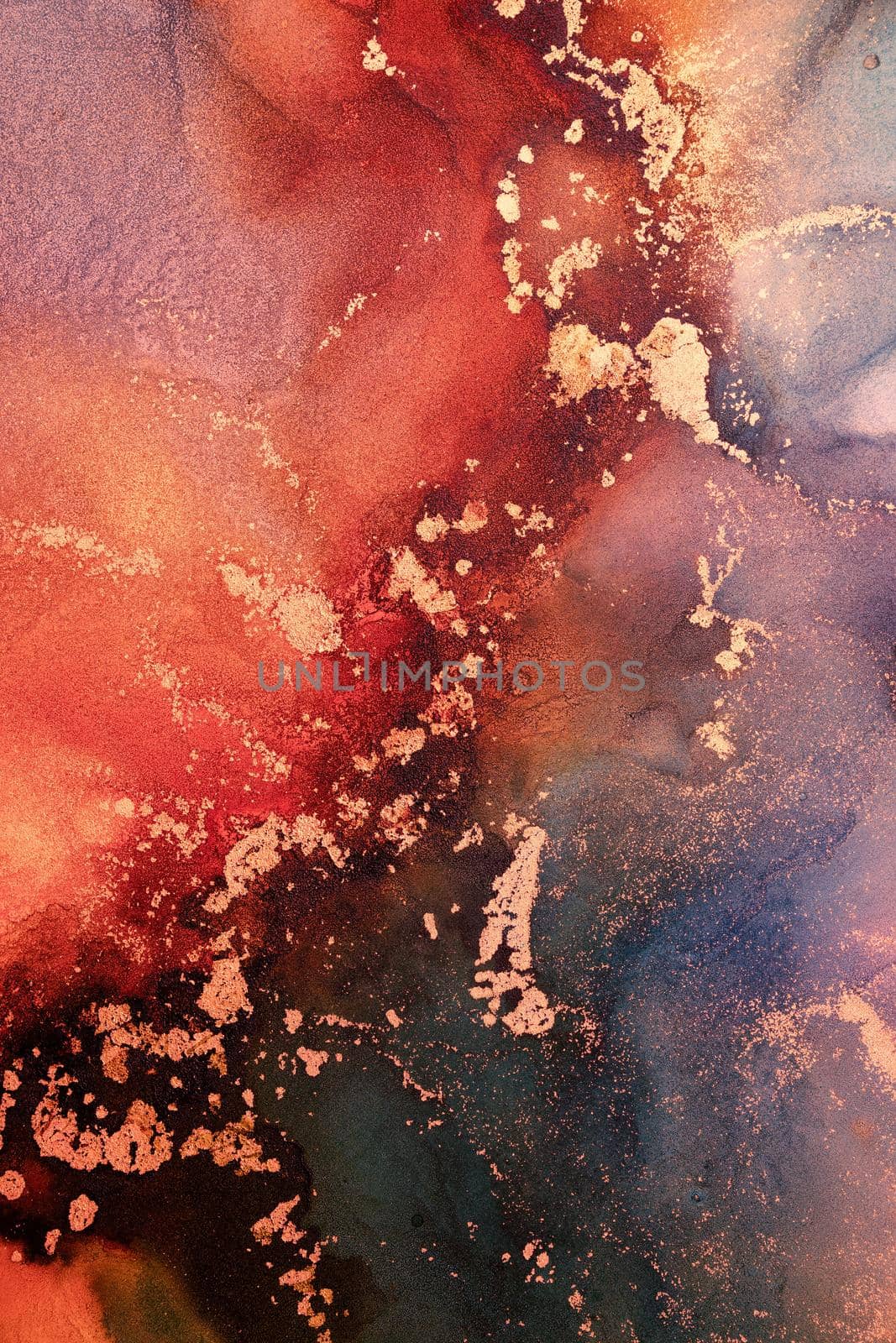 Burning abstract background from marble ink art of exquisite original painting . Painting was painted on high quality paper texture to create smooth marble background pattern of ombre alcohol ink .