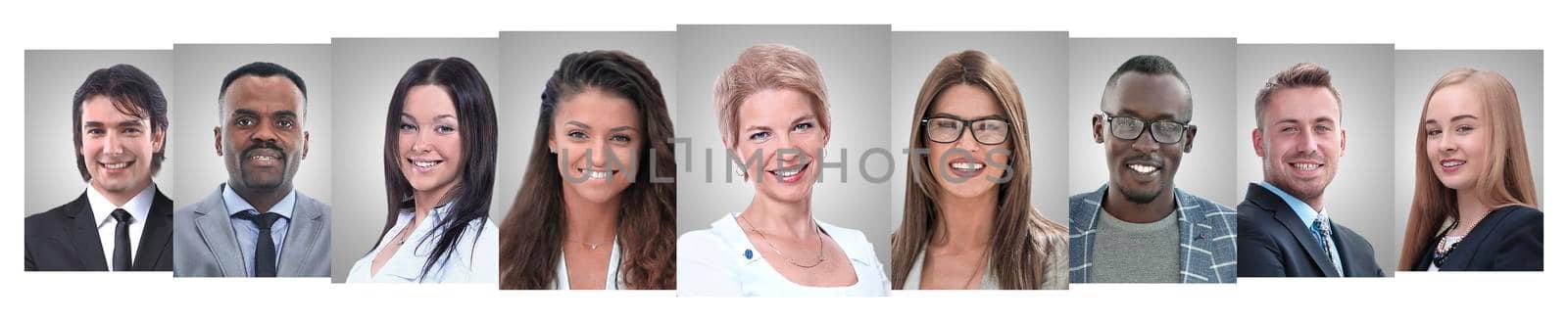 panoramic collage of portraits of young entrepreneurs. business concept