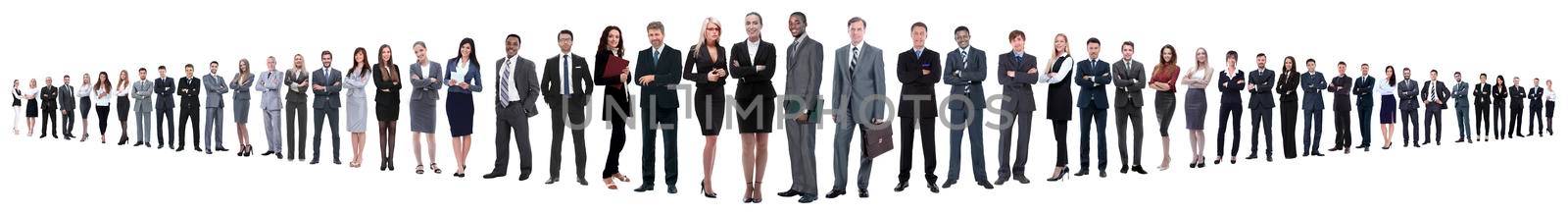 panoramic collage of a large and successful business team. the concept of teamwork